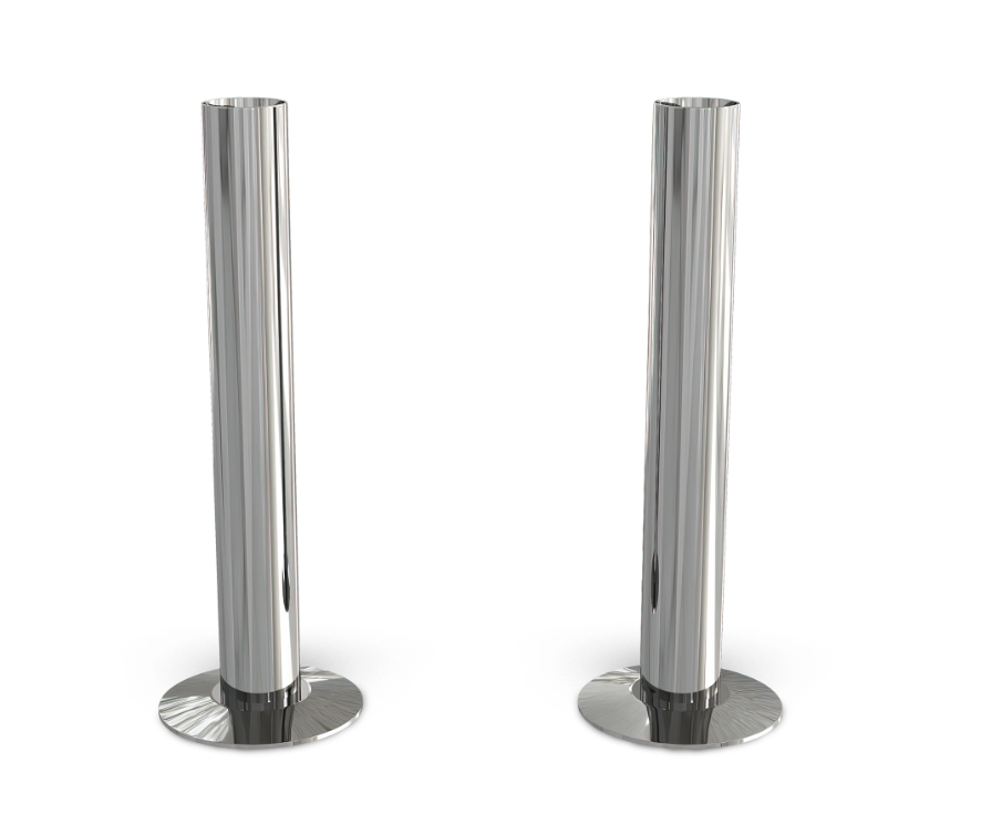 Crown 180mm Chrome 15mm Pipe Cover Set for Radiator Valves