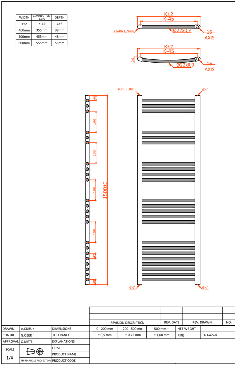 Classic Straight Dual Fuel Towel Rail - White Including Heating Element (MULTIPLE SIZES)