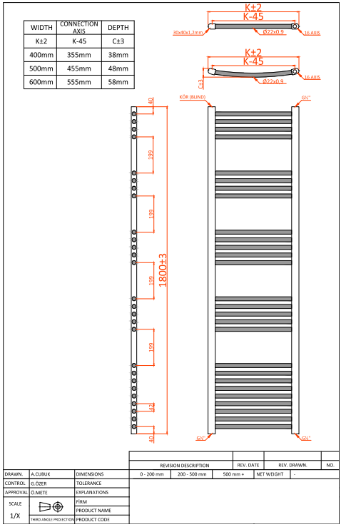 Classic Straight Dual Fuel Towel Rail - White Including Heating Element (MULTIPLE SIZES)