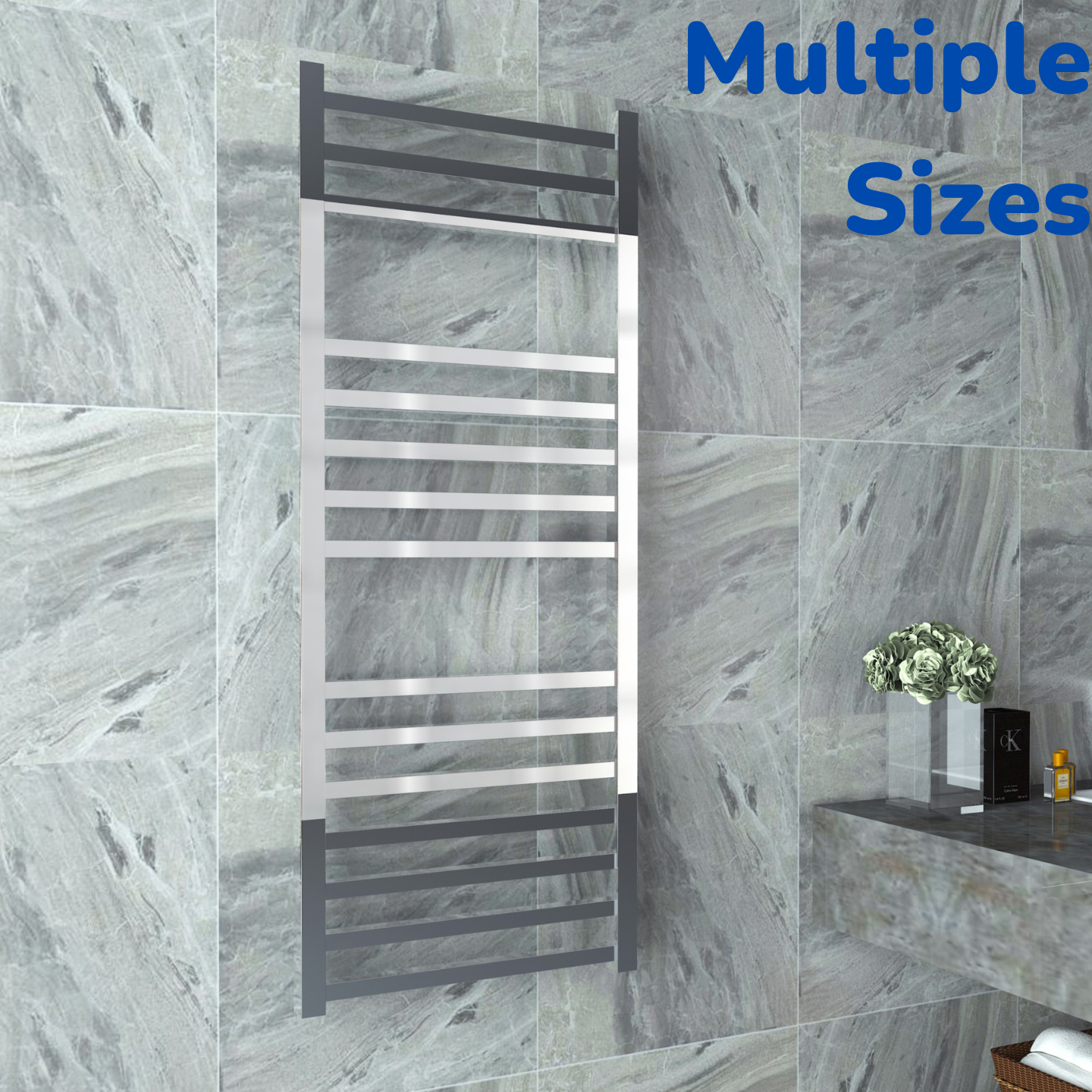 Downing Polished Stainless Steel Square In Square Towel Rail