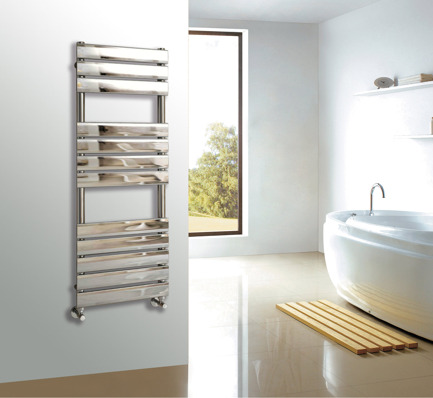 Carnaby Chrome Flat Profile Steel Towel Rail