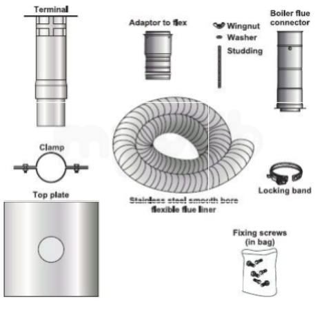 Grant Orange System Smooth Bore 10 Metre Flexible Flue Kit For Boiler 46-70 Kw - GFKIT10/125