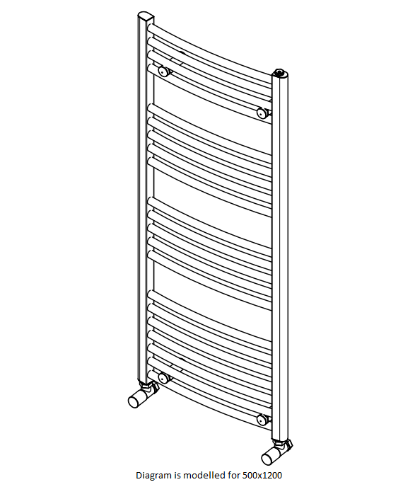 Classic Curved Electric Only Towel Rail - Chrome Including Heating Element (MULTIPLE SIZES)