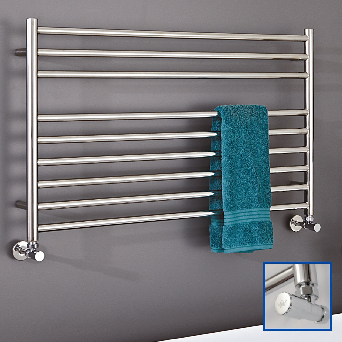 Hanover Polished Stainless Steel Round In Round Towel Rail 500x1200