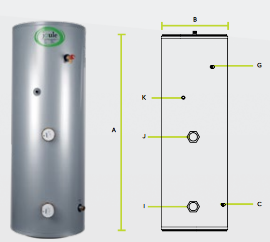 Joule Cyclone Slimline Direct Unvented Cylinder 100 Litre Stainless Steel