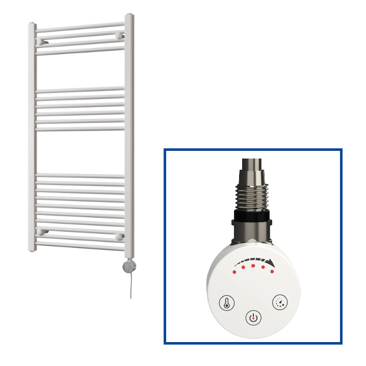 Classic Straight Electric Only Towel Rail - White Including Heating Element (MULTIPLE SIZES)