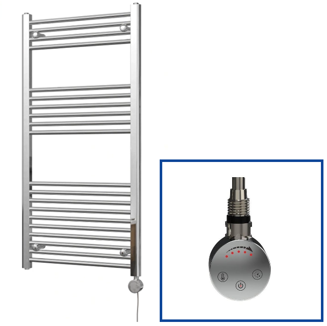 Classic Straight Electric Only Towel Rail - Chrome Including Heating Element (MULTIPLE SIZES)
