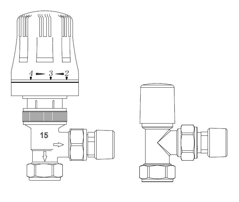 Crown Angled Thermostatic Radiator Valve And Lockshield Pack 15mm White/Chrome
