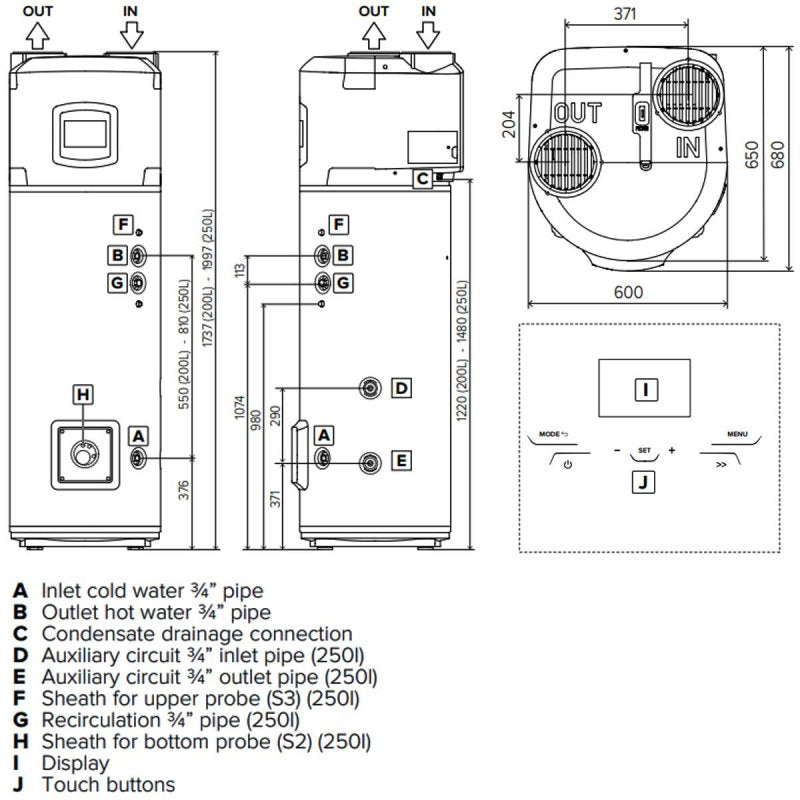 Ariston Nuos Plus WI-FI Unvented Electric Heat Pump Water Heater - 200D Litre