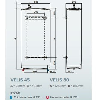 Ariston Velis 80L Pro Unvented Electric Water Heater with Kit 1.5Kw