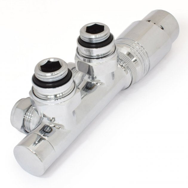 Crown Twin Angled TRV Thermostatic Radiator Valve - Chrome