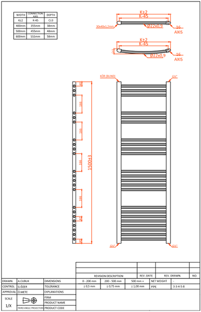 Classic Straight Dual Fuel Towel Rail - White Including Heating Element (MULTIPLE SIZES)