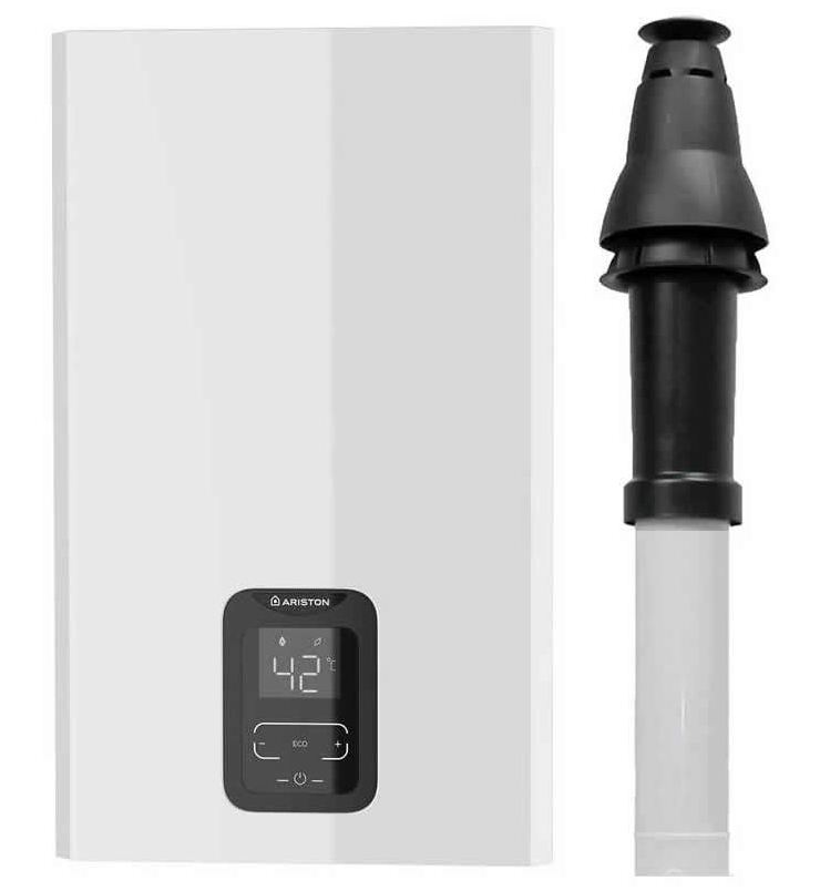 Ariston NEXT EVO X 16L Gas Water Heater 3632533 including Vertical Flue Kit 3318855 and Adaptor 3318008