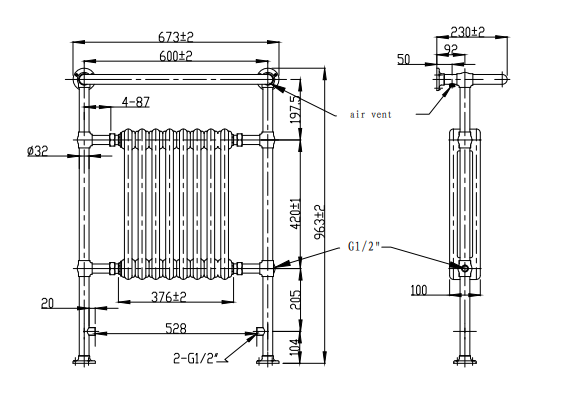 Renhold Traditional Radiator Floor Standing