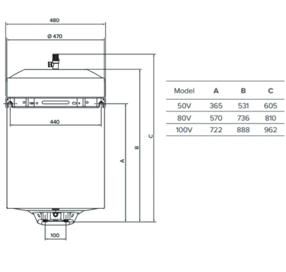 Ariston Pro1 Eco Wall Hung Unvented Electric Storage Water Heater - 100 Litres