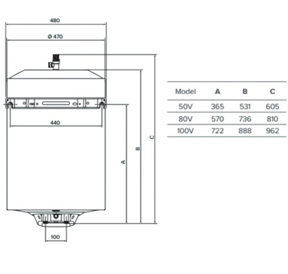 Ariston Pro1 Eco Wall Hung Unvented Electric Storage Water Heater - 100 Litres