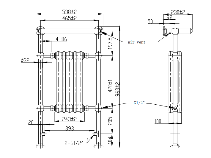 Renhold Traditional Radiator Floor Standing
