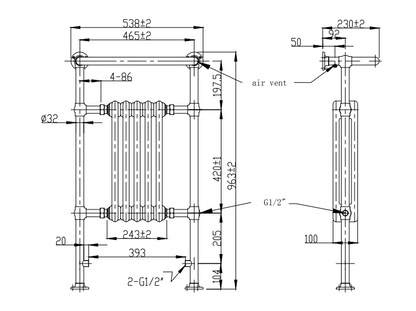 Renhold Traditional Radiator Floor Standing