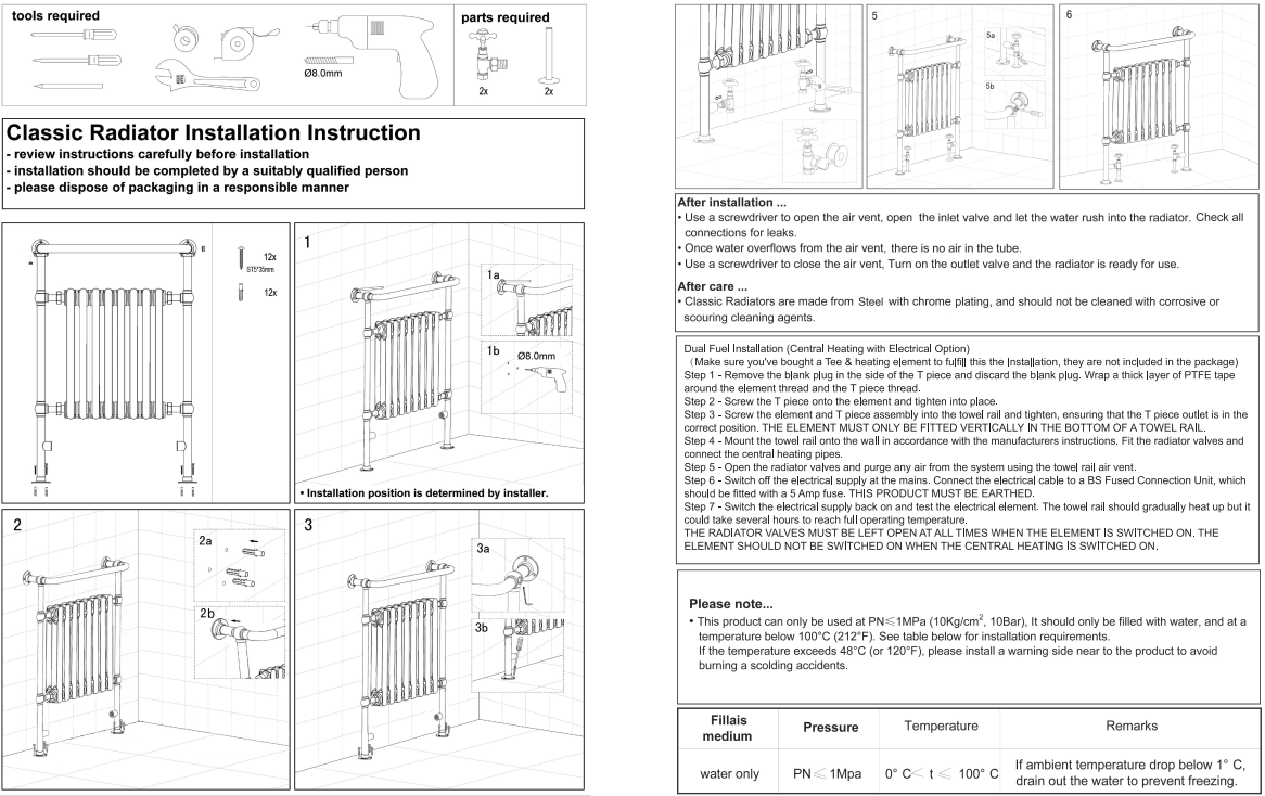 Renhold Traditional Radiator Floor Standing