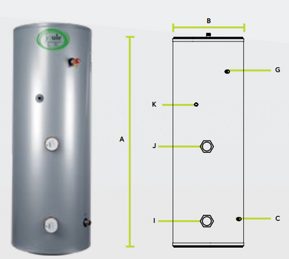 Joule Cyclone Slimline Direct Unvented Cylinder 100 Litre Stainless Steel