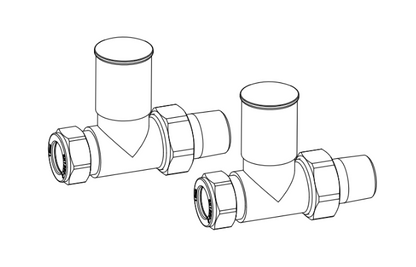 Crown Non-Thermostatic Round Straight Radiator Valves Pair 15mm - Chrome