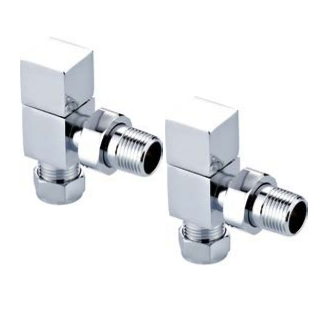 Crown Non-Thermostatic Square Angled Radiator Valves Pair 15mm - Chrom ...