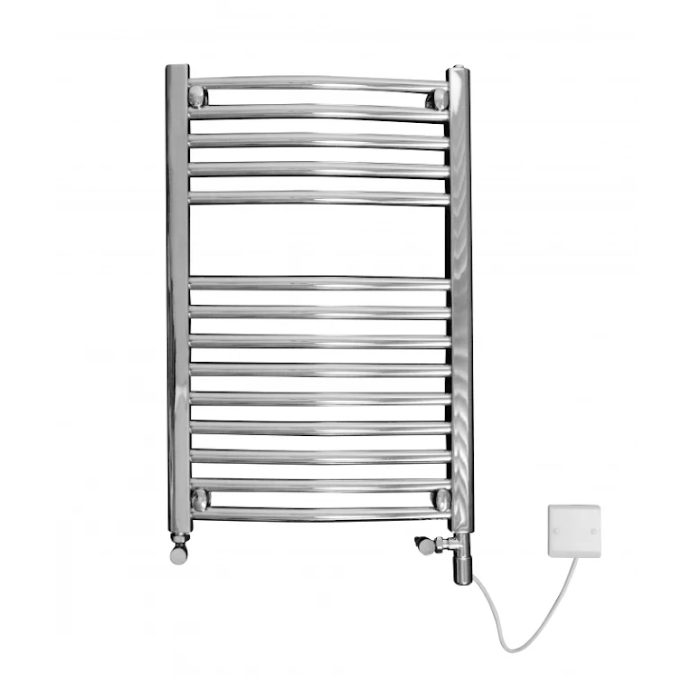 Classic Curved Dual Fuel Towel Rail - Chrome Including Heating Element (MULTIPLE SIZES)