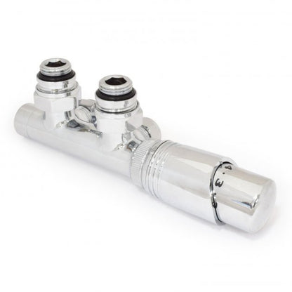 Crown Twin Angled TRV Thermostatic Radiator Valve - Chrome