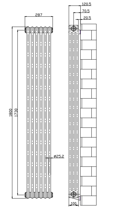 Classic Multi Column Vertical Central Heating Radiators - 3 Column