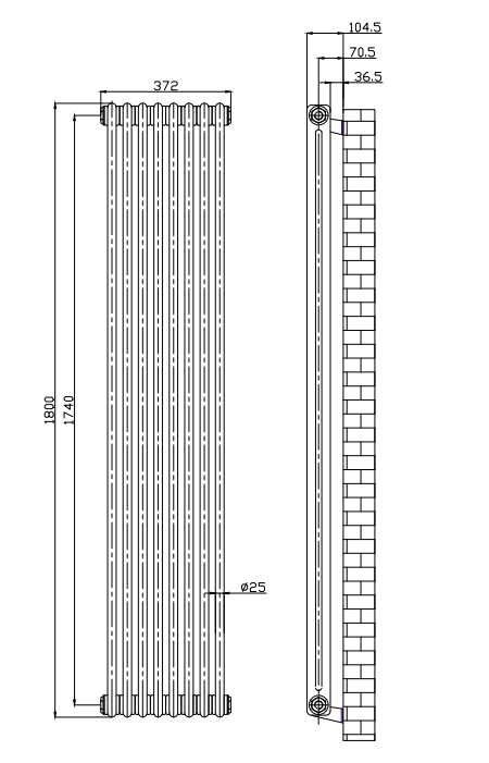 Classic Multi Column Vertical Central Heating Radiators - 2 Column