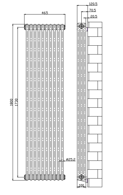 Classic Multi Column Vertical Central Heating Radiators - 3 Column