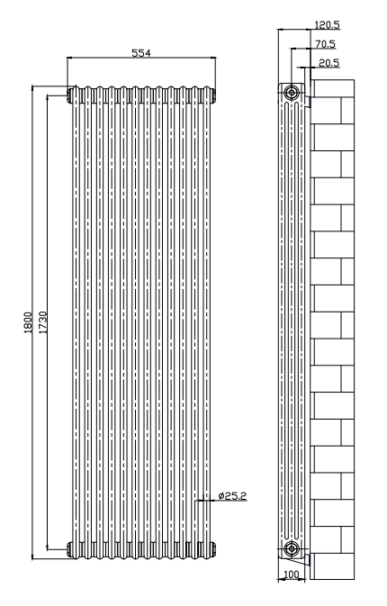 Classic Multi Column Vertical Central Heating Radiators - 3 Column