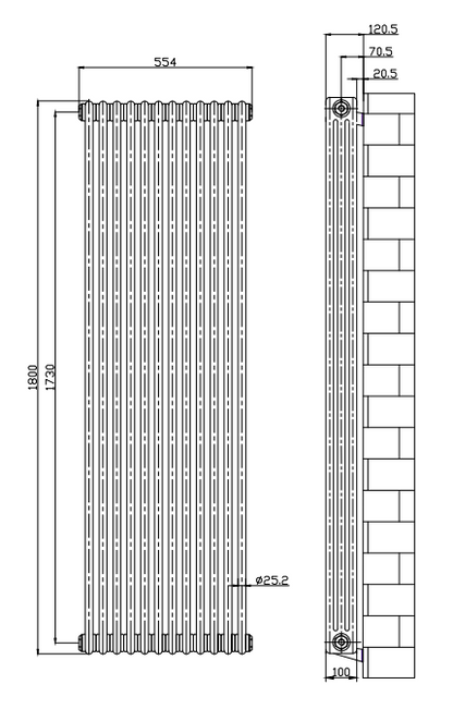 Classic Multi Column Vertical Central Heating Radiators - 3 Column